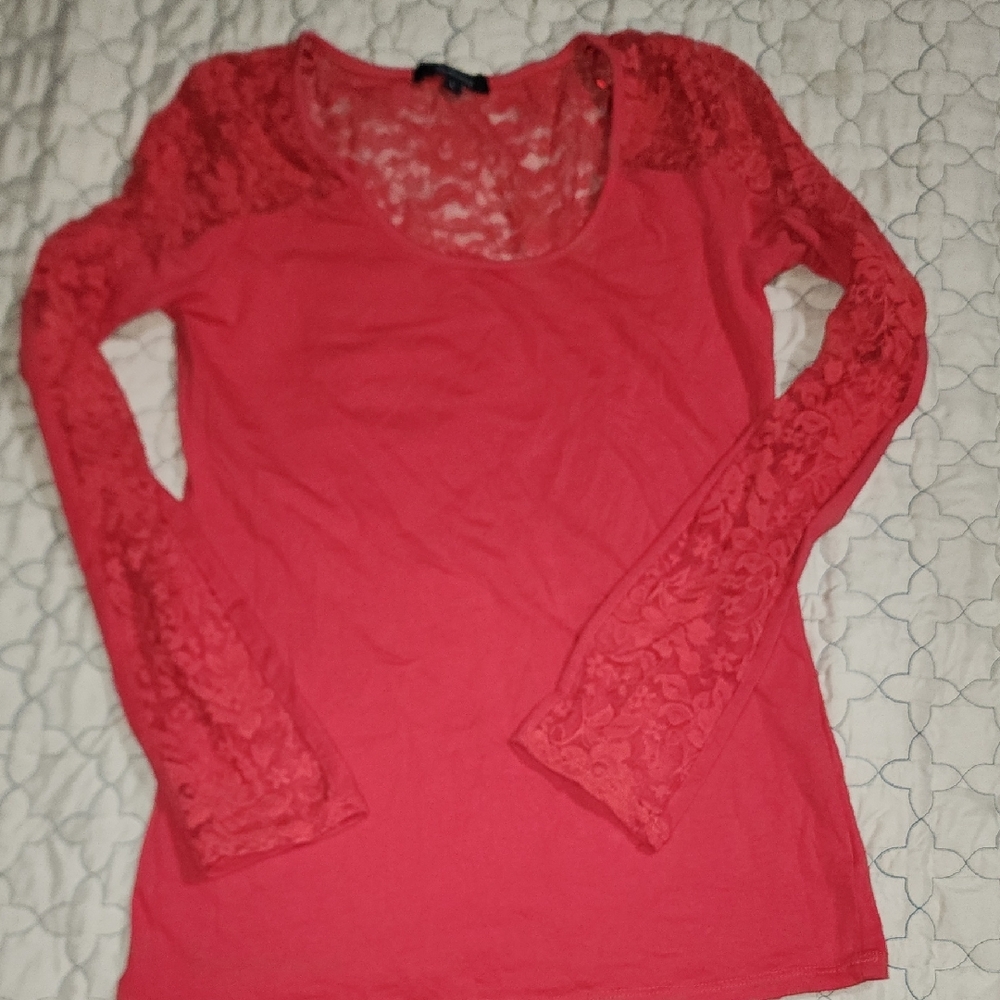Ambiance Red Lace Long Sleeve Top